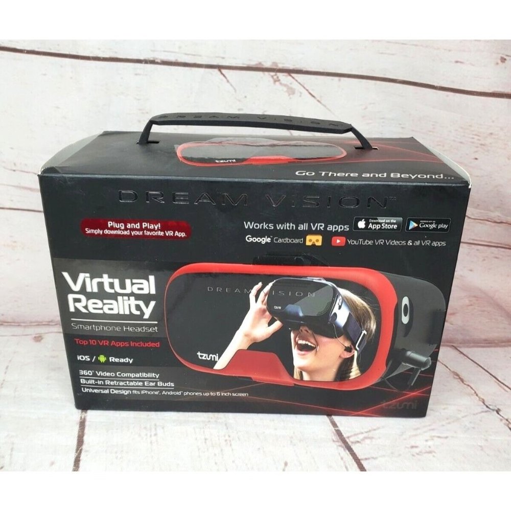 Tzumi DreamVision VR Headset Virtual Reality Smartphone Android iOS w/ Earbuds